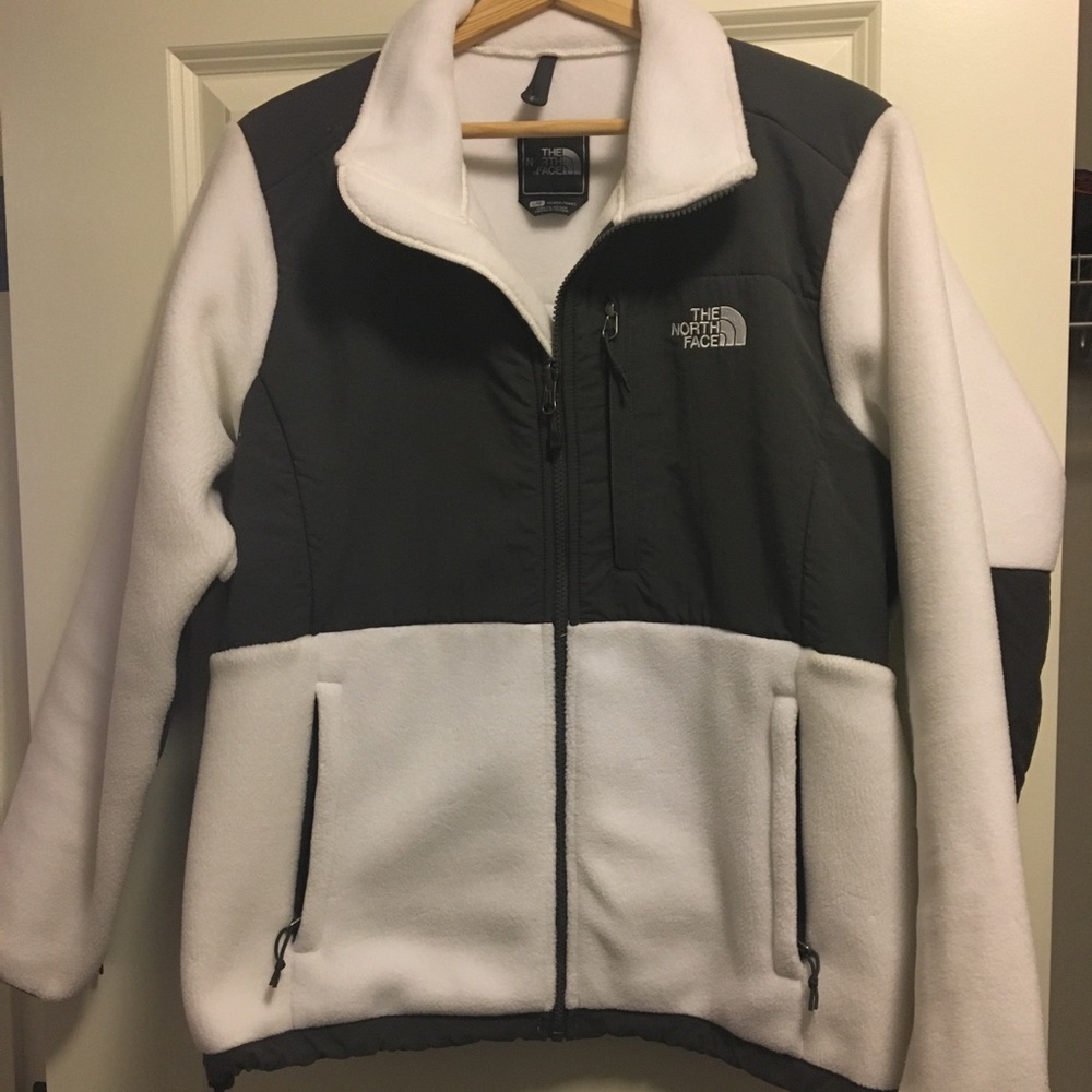 White north face zipup denali jacket